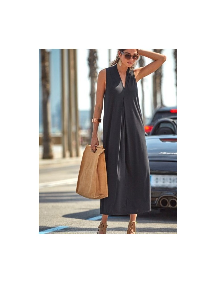 Vestido comprido sem mangas em viscose da Janira