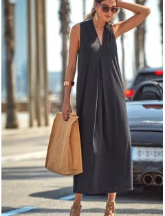 Vestido comprido sem mangas em viscose da Janira
