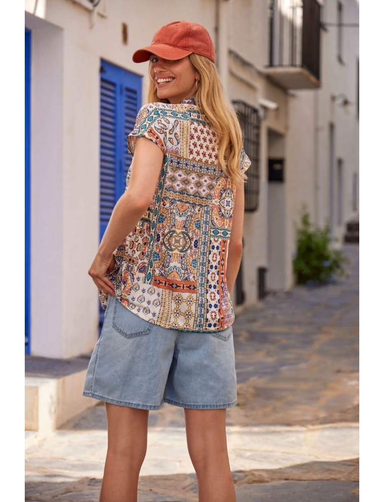 Túnica estampada em viscose da Janira