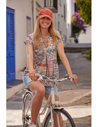 Túnica estampada em viscose da Janira