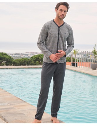 Pijama comprido cinzento para homem